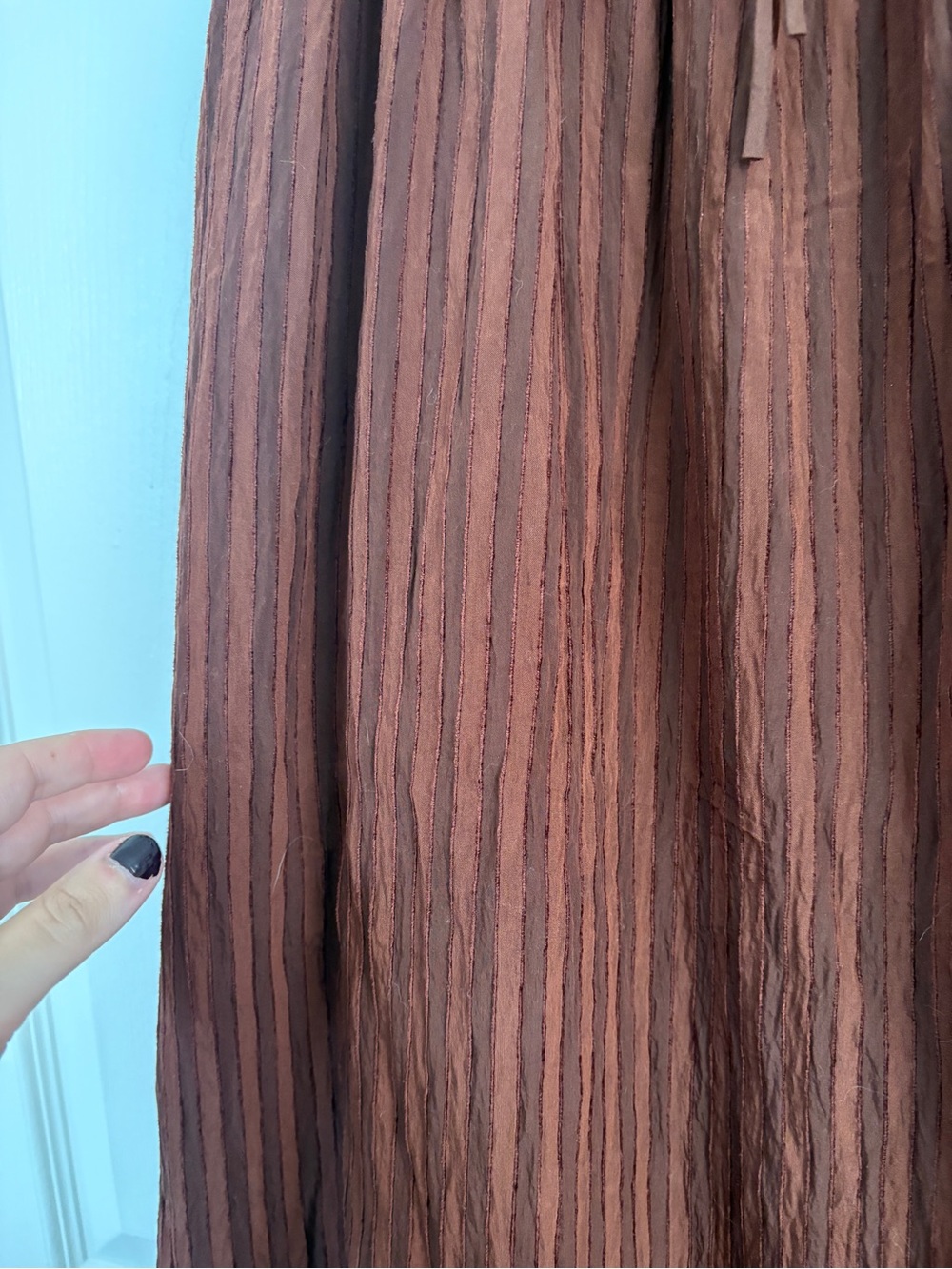 The Scarlett Nap Dress - Chocolate Tonal Seersucker - Picture 4 of 8
